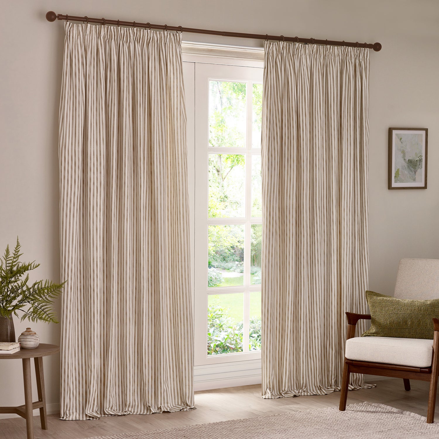 Yard Hebden Cotton Ready Made Blackout Pencil Pleat Curtains Natural