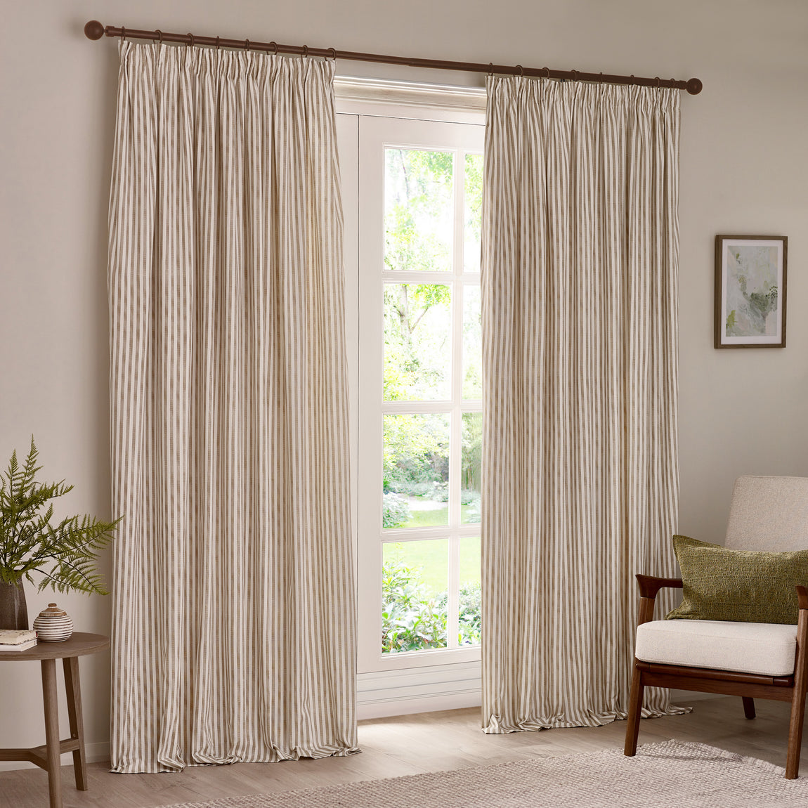 Yard Hebden Cotton Ready Made Blackout Pencil Pleat Curtains Natural