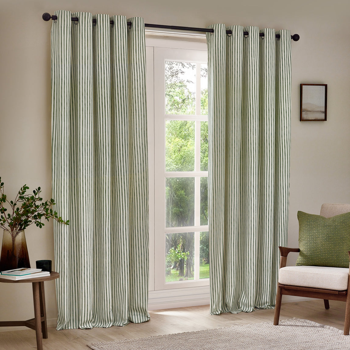Yard Hebden Cotton Ready Made Eyelet Blackout Curtains Forest