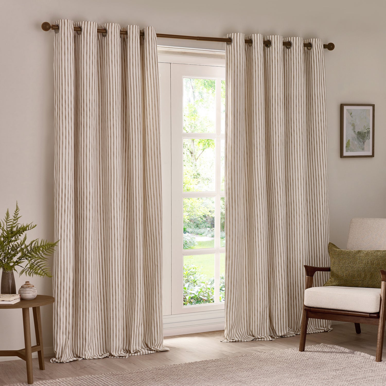 Yard Hebden Cotton Ready Made Eyelet Blackout Curtains Natural