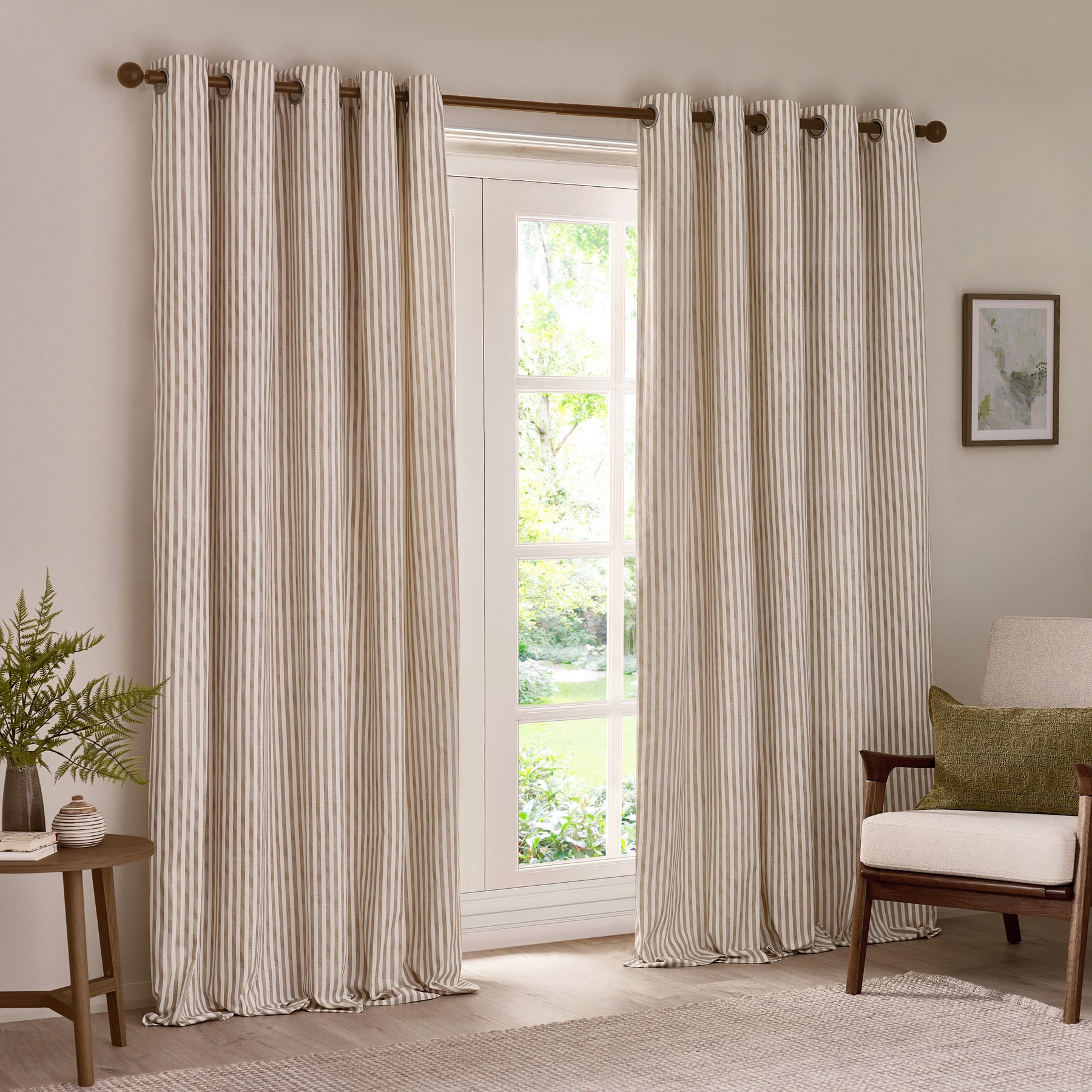 Yard Hebden Cotton Ready Made Eyelet Blackout Curtains Natural