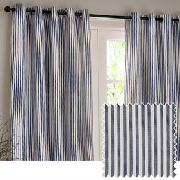 Yard Hebden Cotton Ready Made Eyelet Blackout Curtains Navy