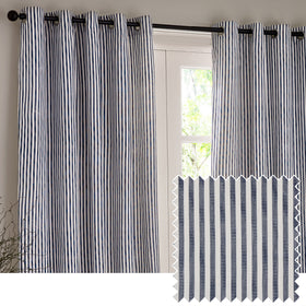Yard Hebden Cotton Ready Made Eyelet Blackout Curtains Navy
