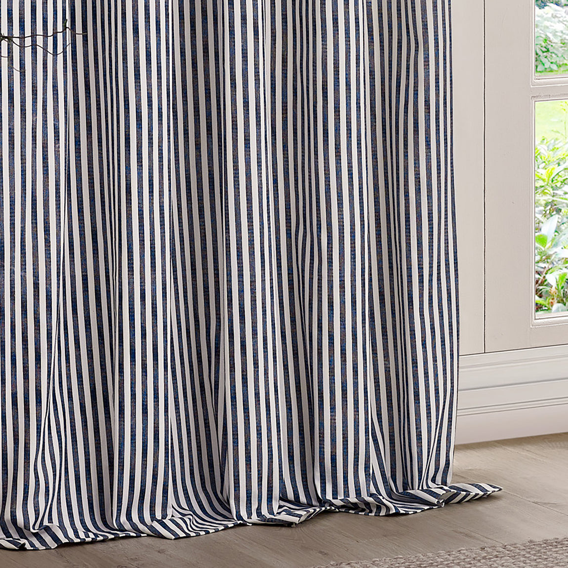 Yard Hebden Cotton Ready Made Eyelet Blackout Curtains Navy