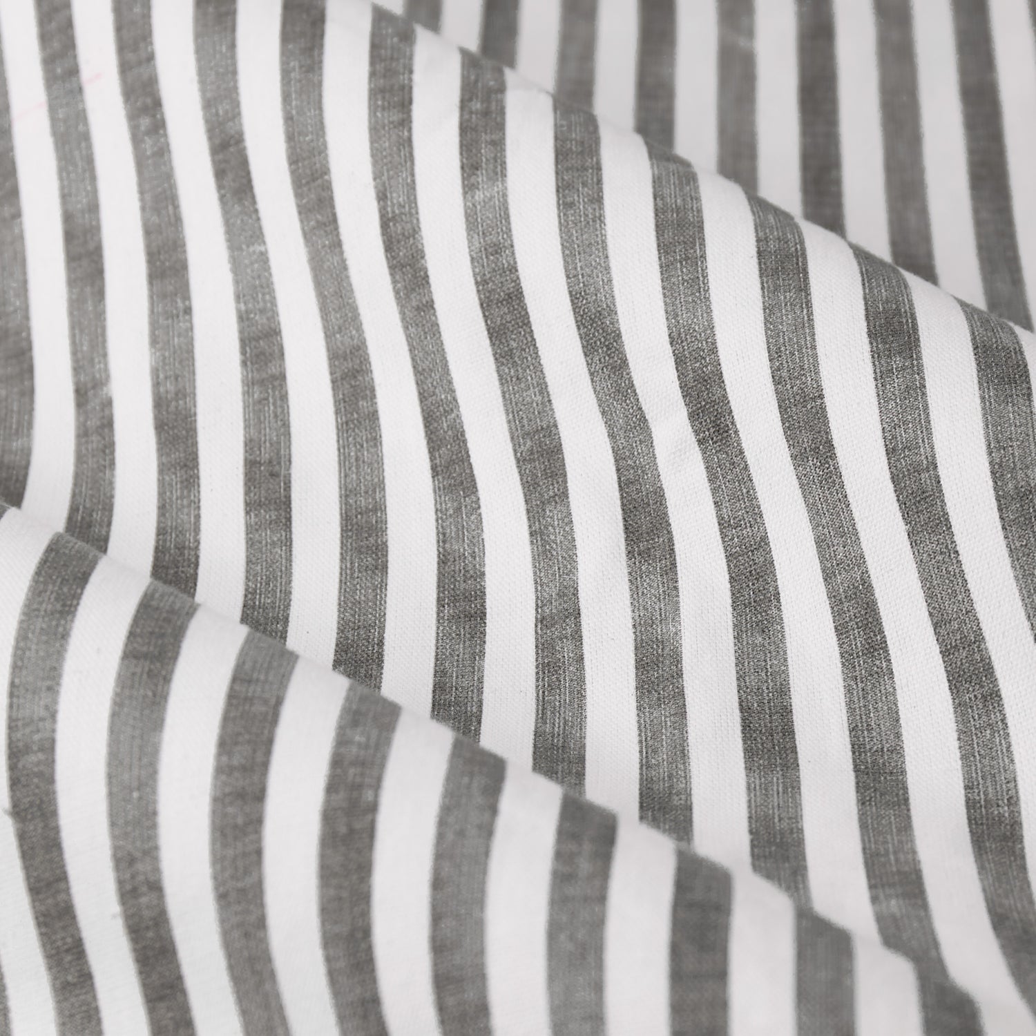 Yard Hebden Striped Cotton Ready Made Pencil Pleat Curtains Grey