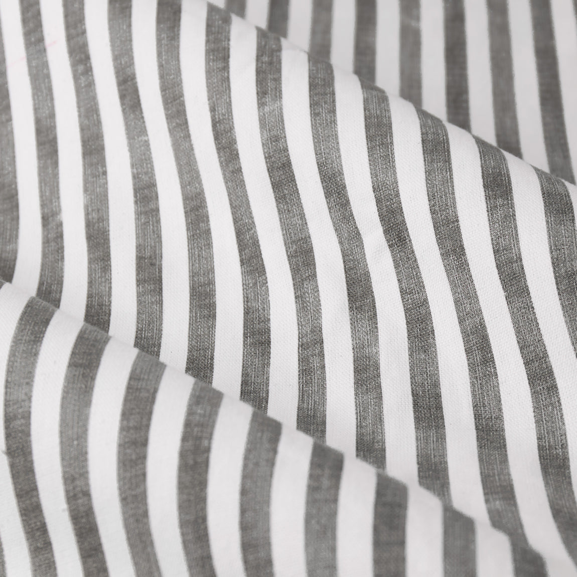 Yard Hebden Striped Cotton Ready Made Pencil Pleat Curtains Grey