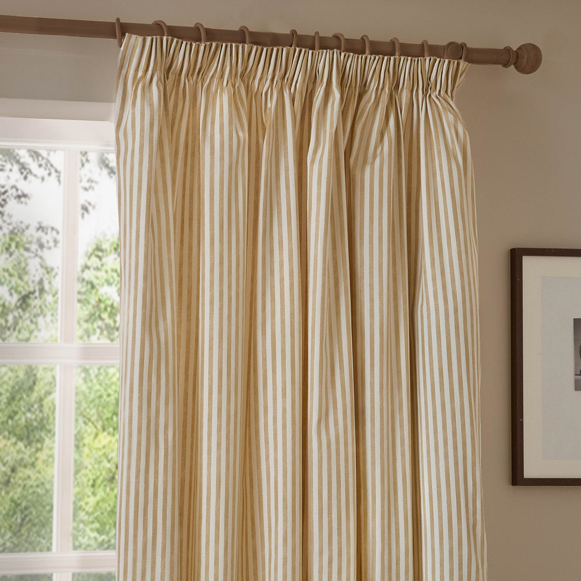 Yard Hebden Cotton Ready Made Pencil Pleat Curtains Honey Yellow