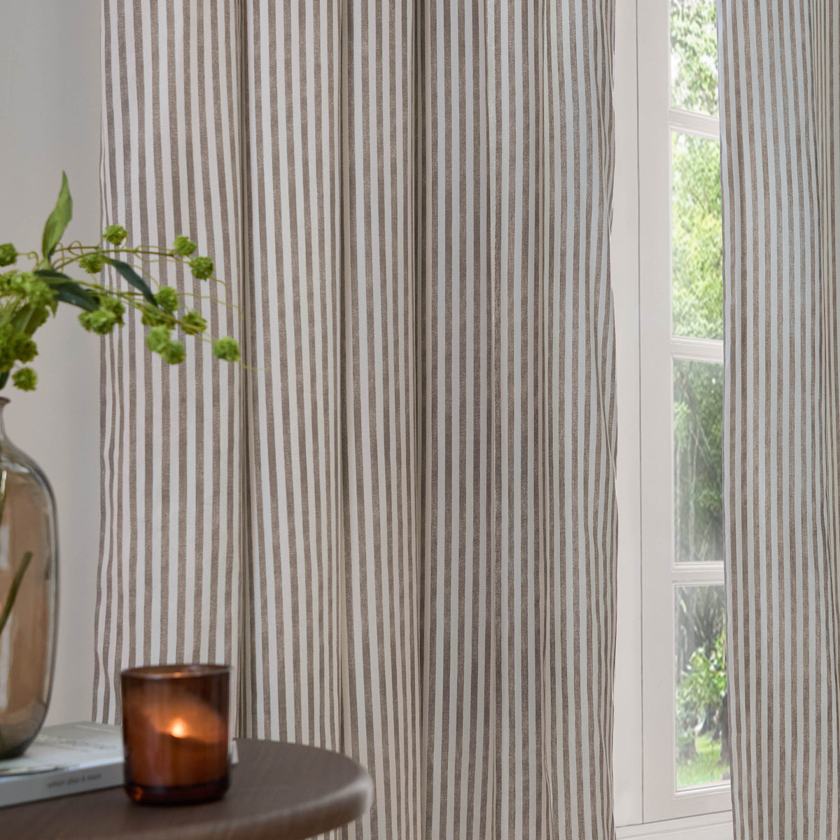 Yard Hebden Cotton Ready Made Pencil Pleat Curtains Mole