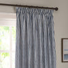 Yard Hebden Striped Cotton Ready Made Pencil Pleat Curtains Navy