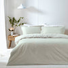 Yard Hebden Melange Stripe Cotton Duvet Cover Bedding Set Eucalyptus