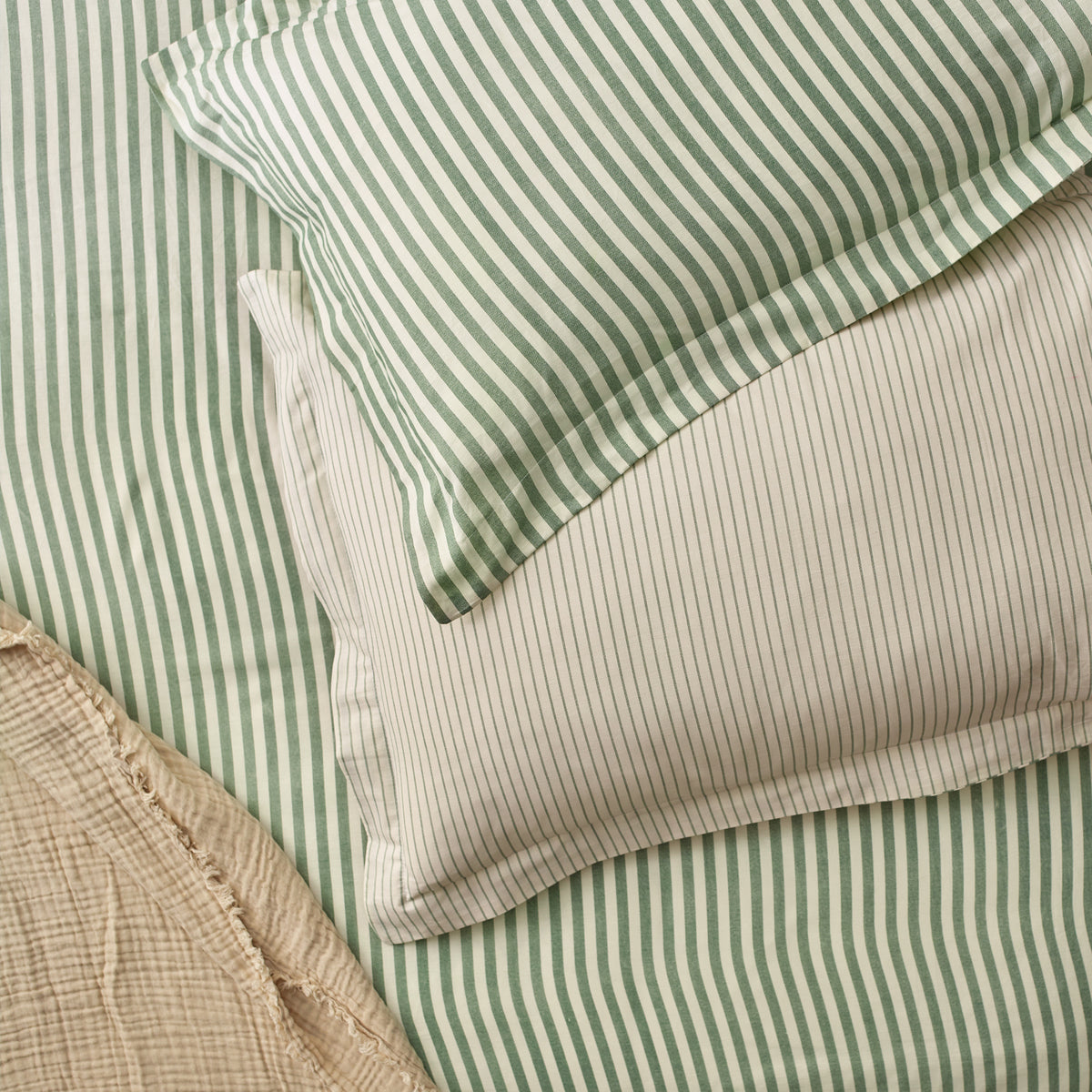 Hebden Melange Stripe Duvet Cover Bedding Set Forest
