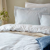 Hebden Melange Stripe Cotton Duvet Cover Bedding Set Mineral Blue