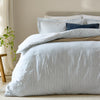 Hebden Melange Stripe Cotton Duvet Cover Bedding Set Mineral Blue