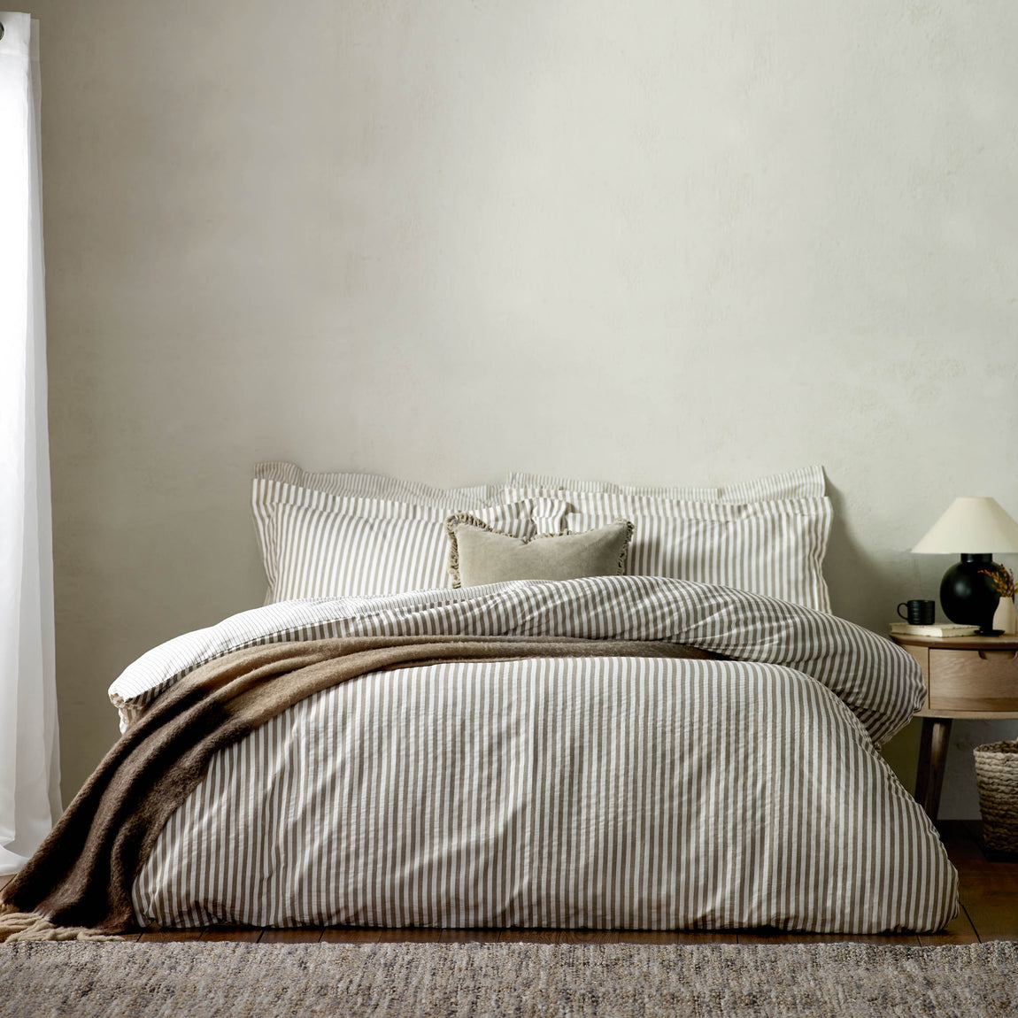 Yard Hebden Melange Stripe Cotton Duvet Cover Bedding Set Mole
