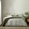 Yard Hebden Melange Stripe Cotton Duvet Cover Bedding Set Olive