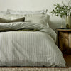 Yard Hebden Melange Stripe Cotton Duvet Cover Bedding Set Olive