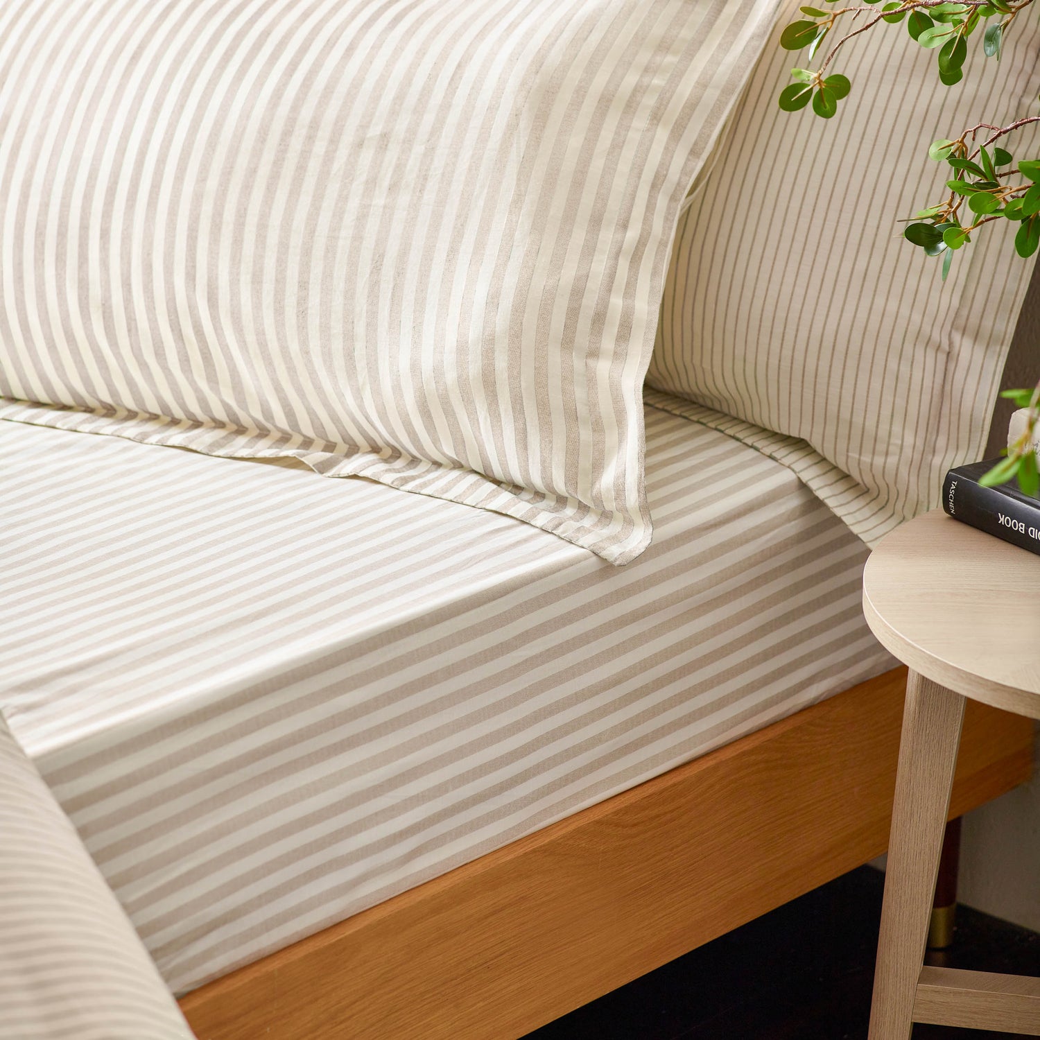 Hebden Melange Stripe Pair of Pillowcases Natural