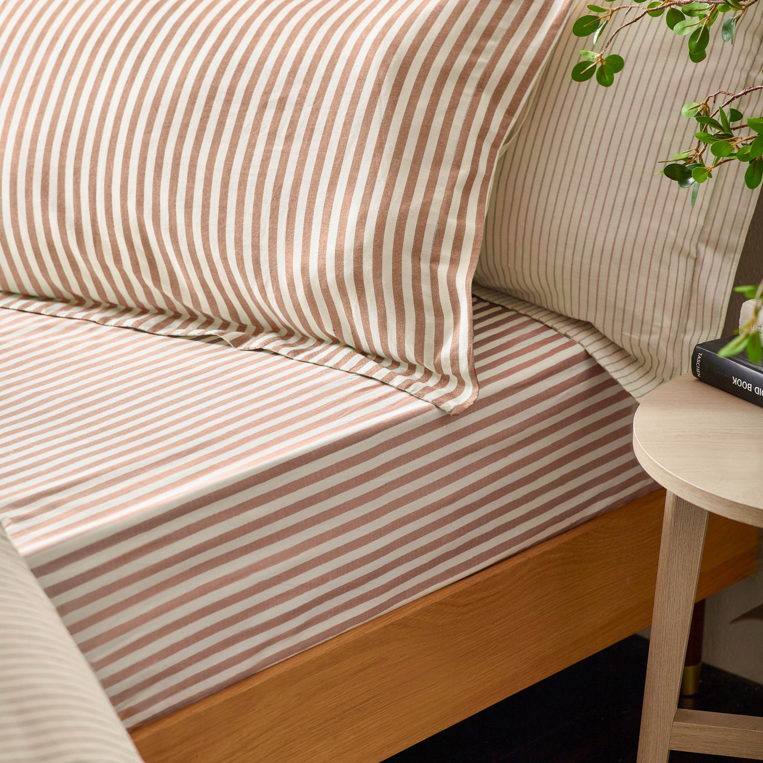 Hebden Melange Stripe Pair of Pillowcases Pecan