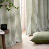 Yard Hebden Striped Cotton Ready Made Eyelet Curtains Forest Green