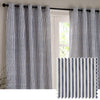 Yard Hebden Striped Cotton Ready Made Eyelet Curtains Navy
