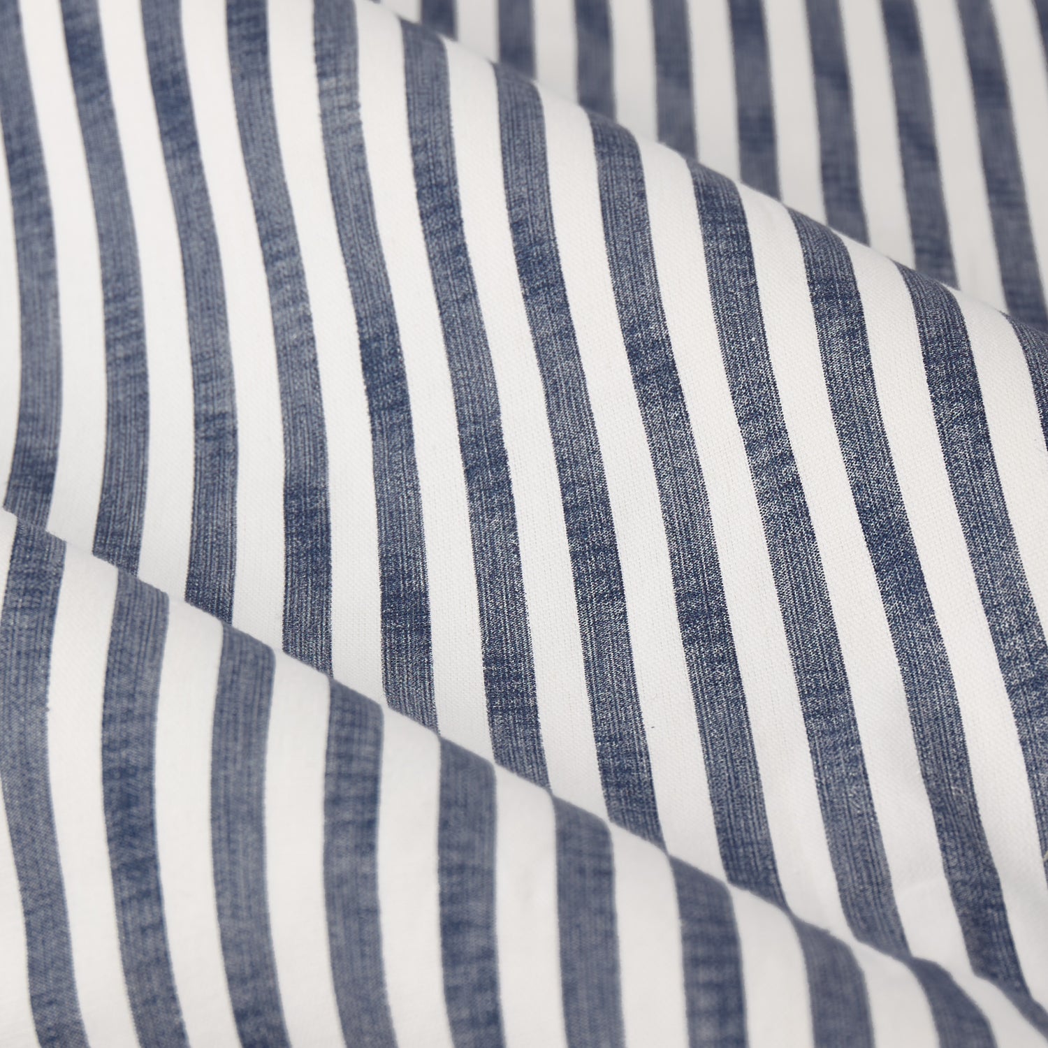 Yard Hebden Striped Cotton Ready Made Eyelet Curtains Navy