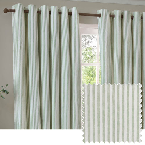 Yard Hebden Cotton Ready Made Eyelet Curtains Eucalyptus