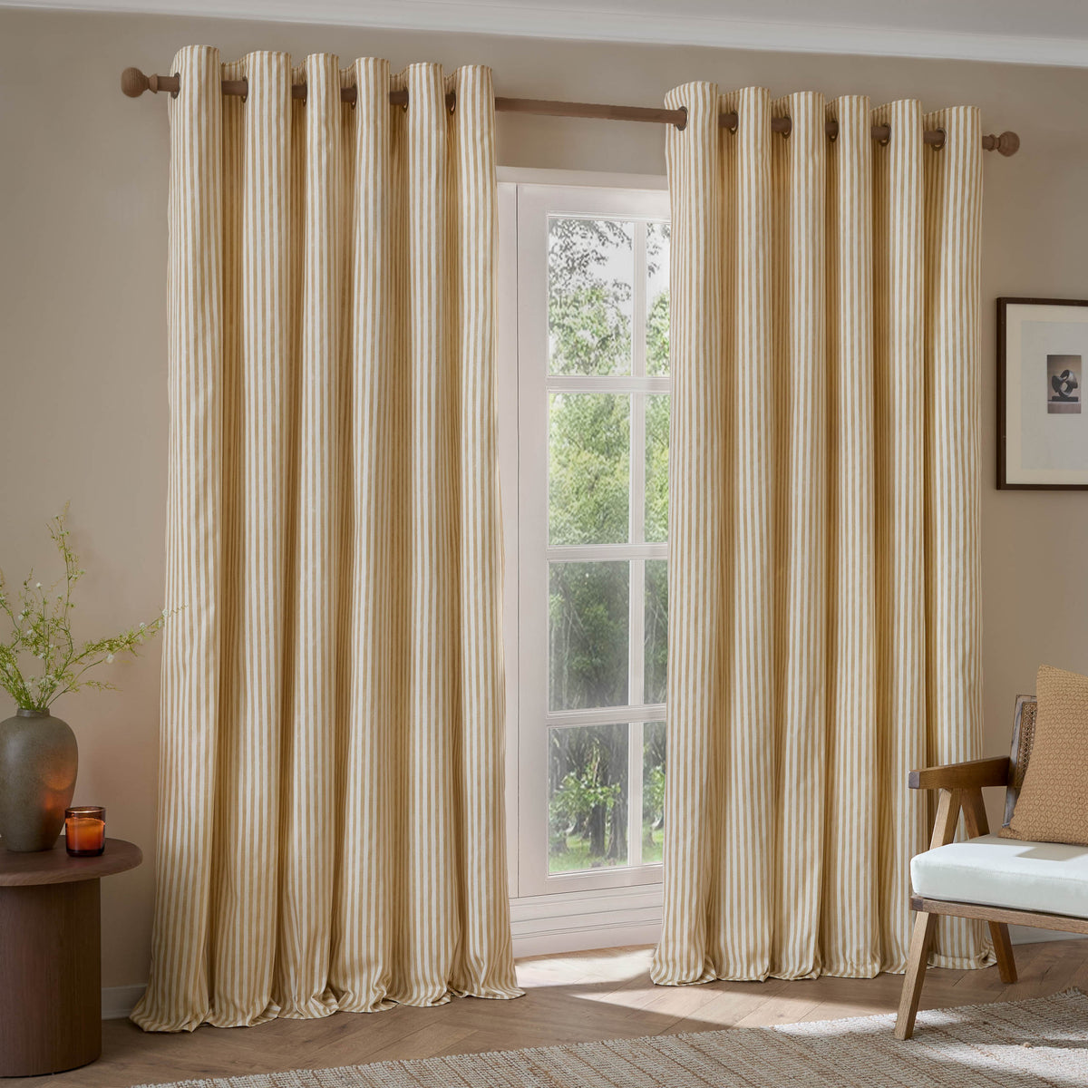 Yard Hebden Cotton Ready Made Eyelet Curtains Honey Yellow