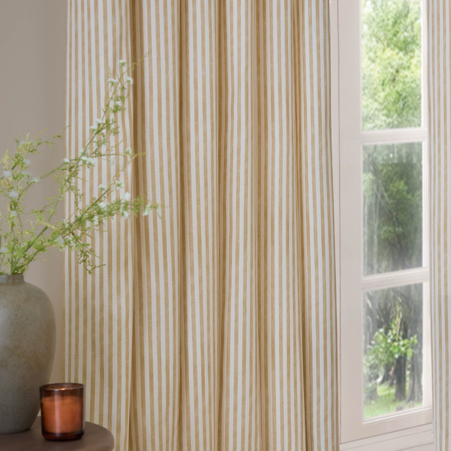 Yard Hebden Cotton Ready Made Eyelet Curtains Honey Yellow