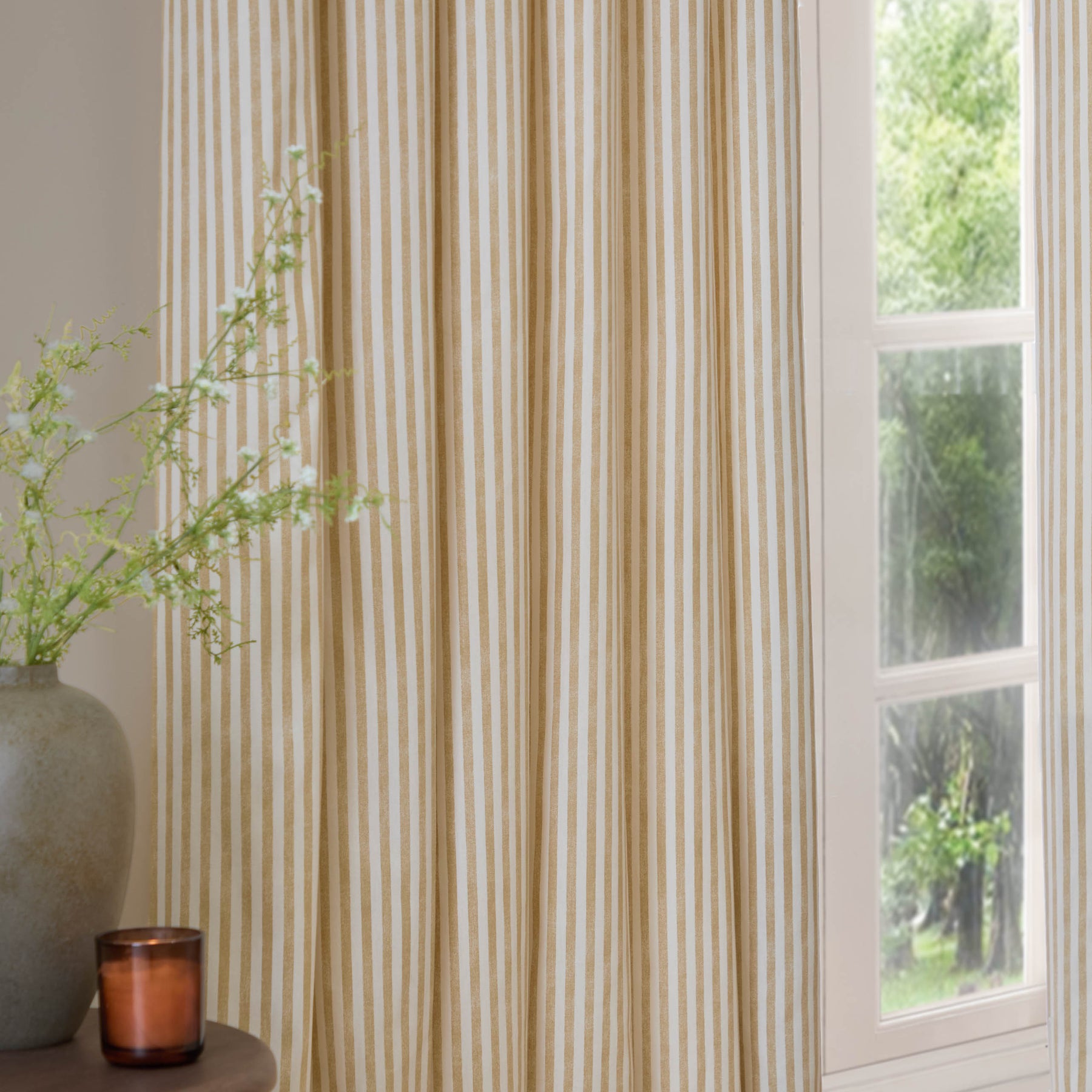 Yard Hebden Cotton Ready Made Eyelet Curtains Honey Yellow