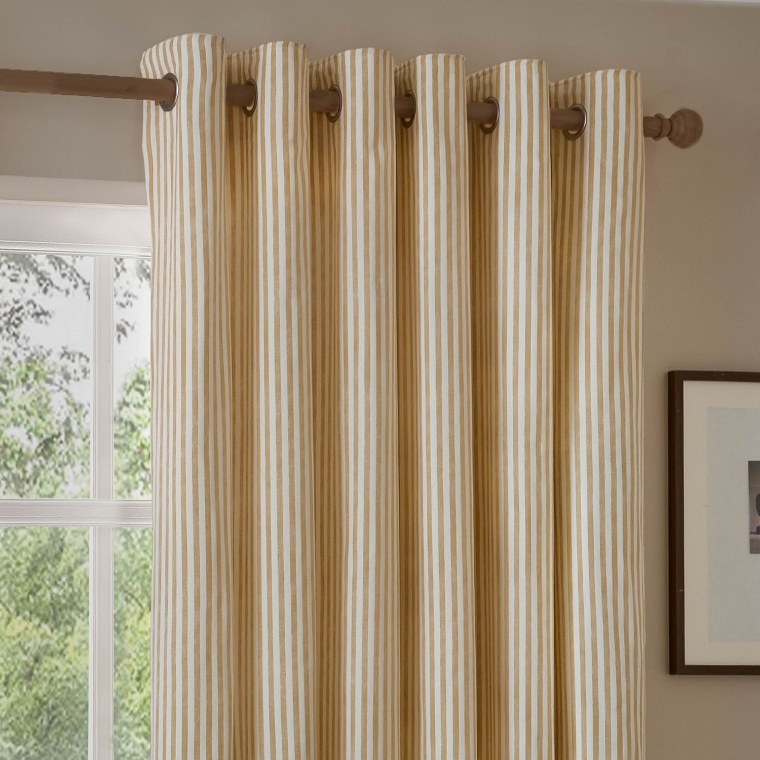 Yard Hebden Cotton Ready Made Eyelet Curtains Honey Yellow