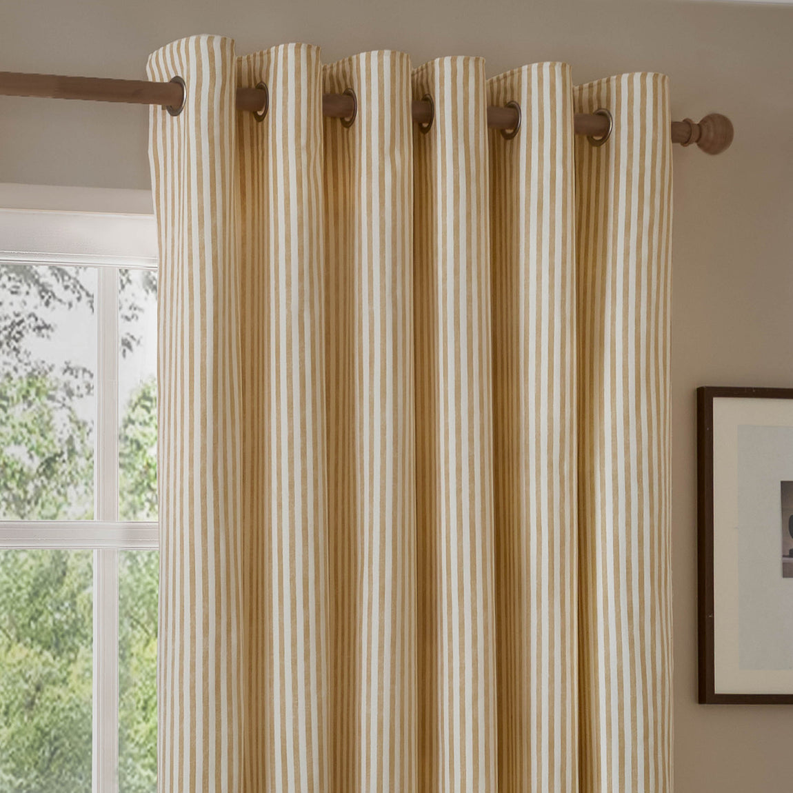 Yard Hebden Cotton Ready Made Eyelet Curtains Honey Yellow