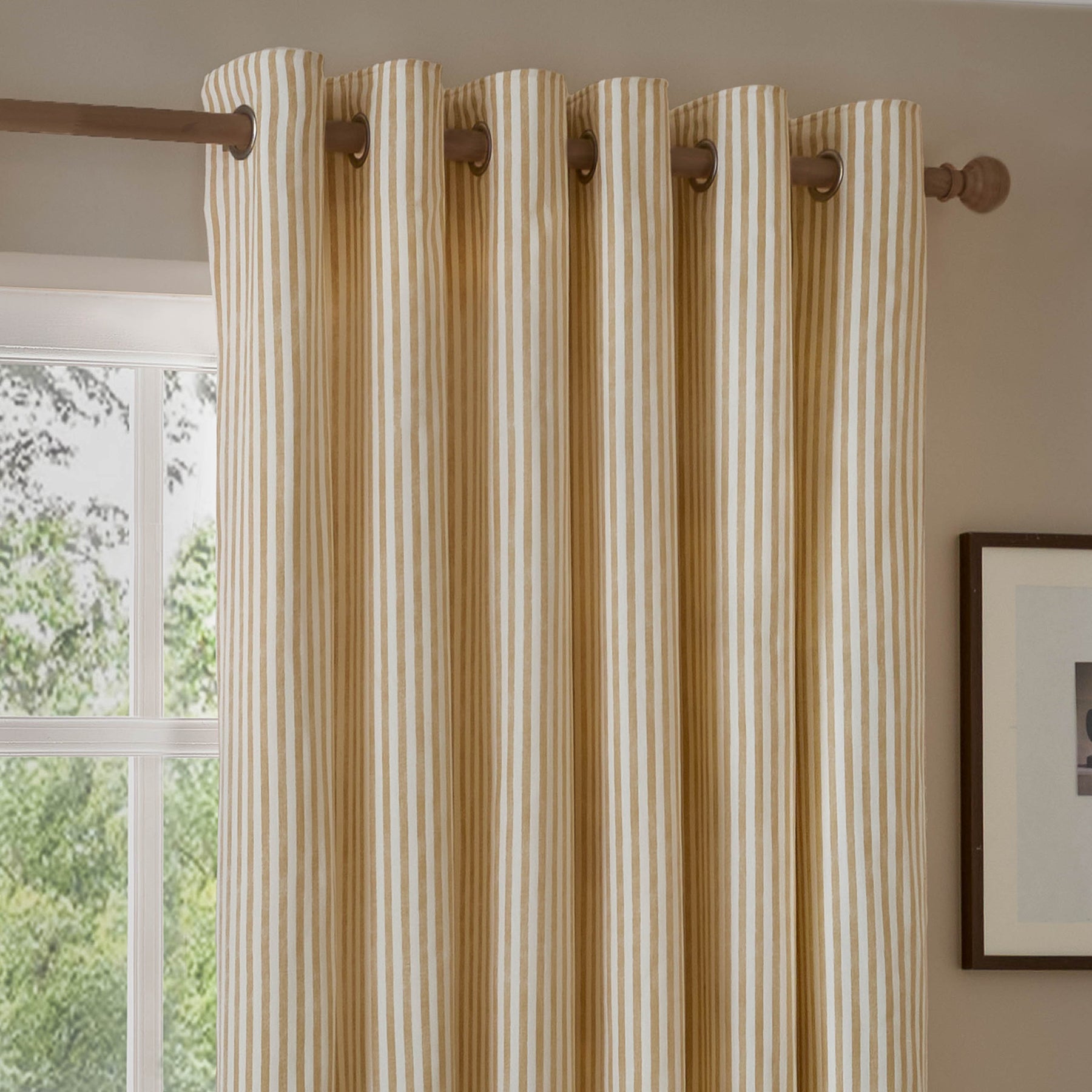 Yard Hebden Cotton Ready Made Eyelet Curtains Honey Yellow