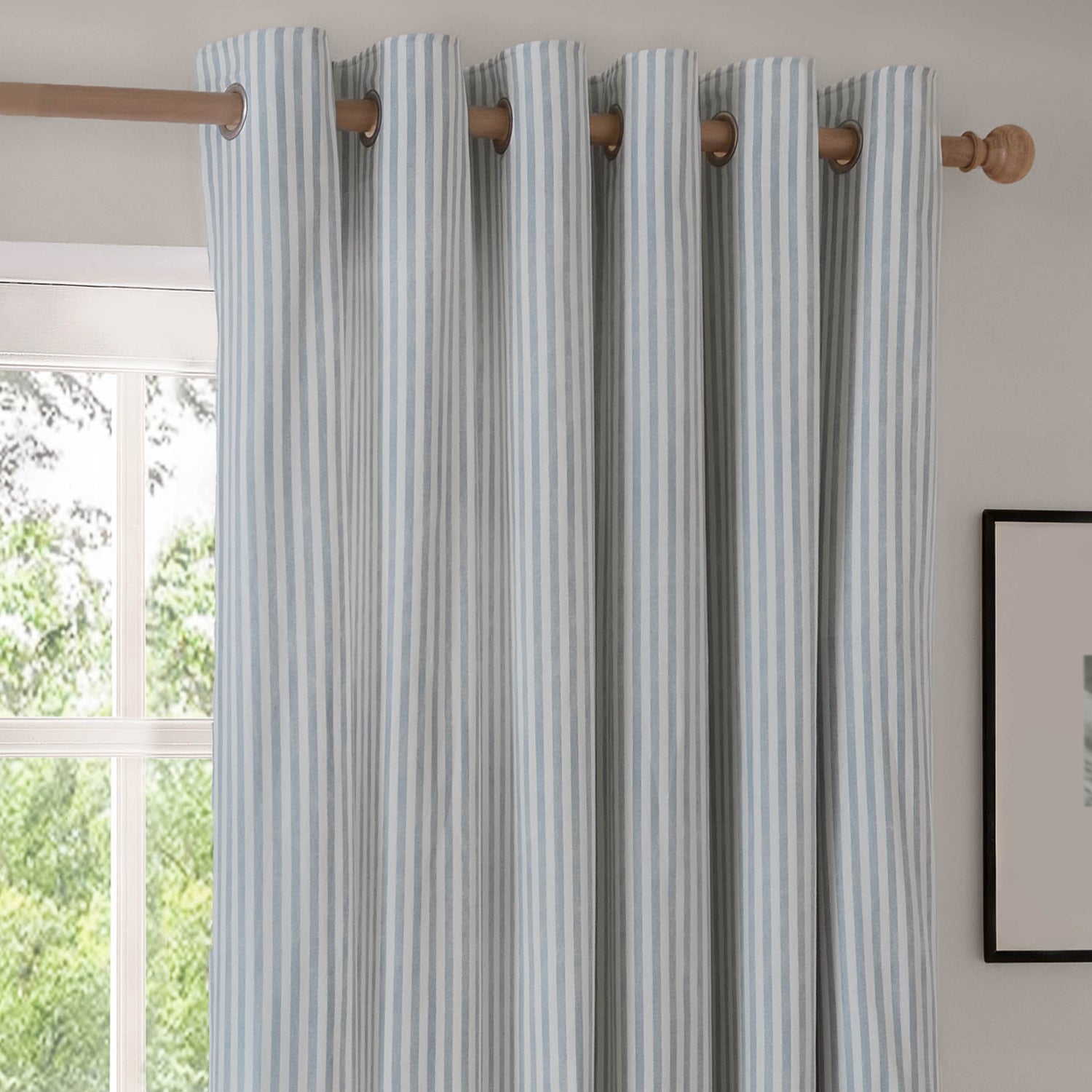 Yard Hebden Cotton Ready Made Eyelet Curtains Mineral Blue
