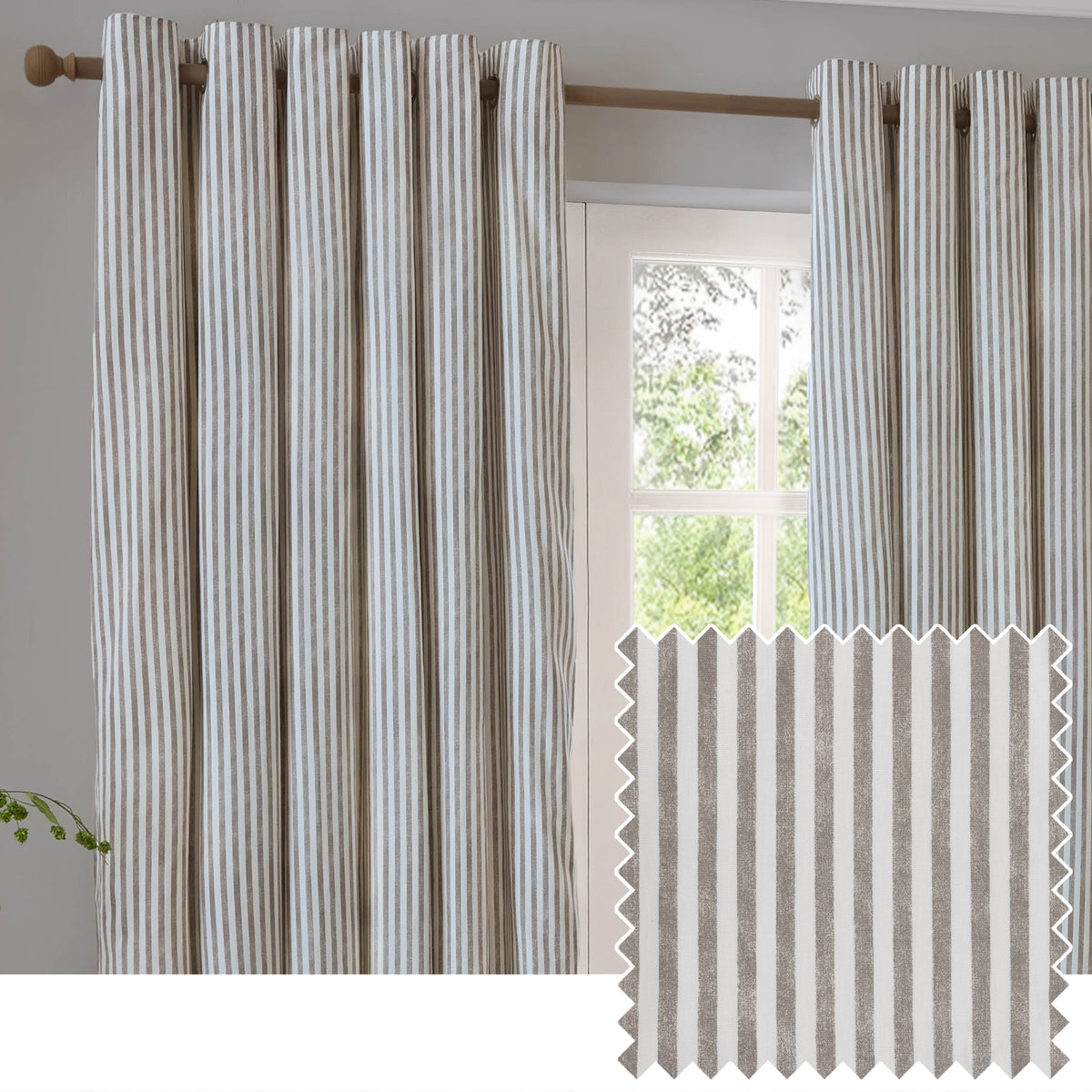 Yard Hebden Cotton Ready Made Eyelet Curtains Mole