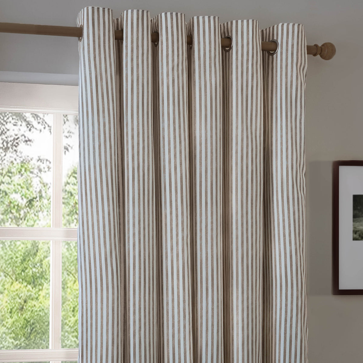 Yard Hebden Cotton Ready Made Eyelet Curtains Mole