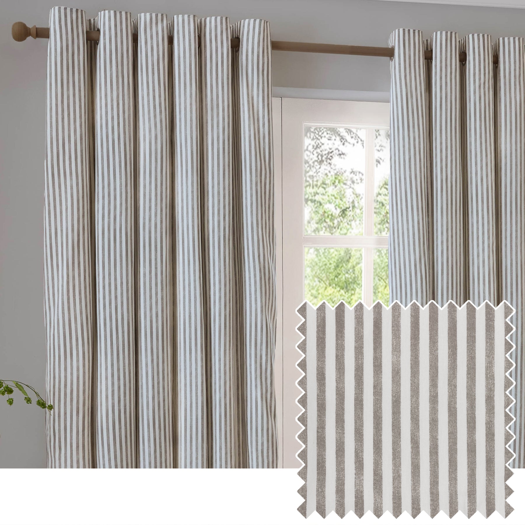 Yard Hebden Cotton Ready Made Eyelet Curtains Mole
