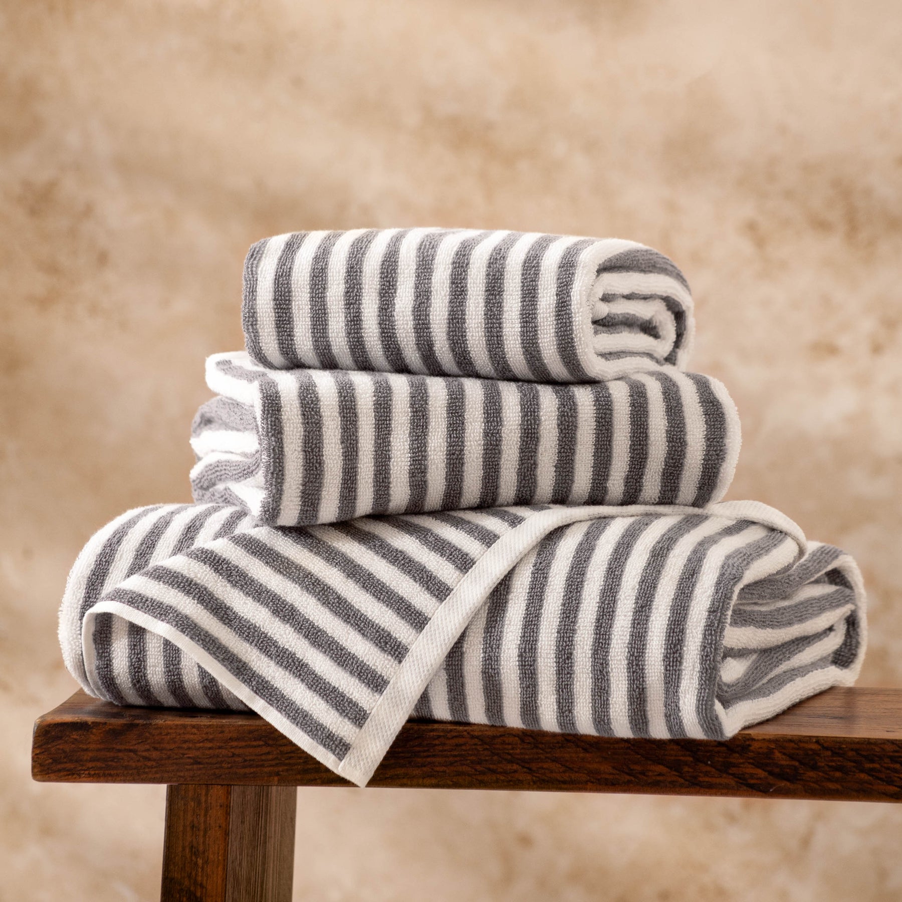 Yard Hebden Striped Cotton Towel Grey