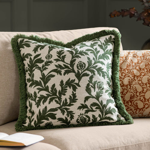 Paoletti Seventy Three Hedera Jacquard 45cm x 45cm Filled Cushion Green