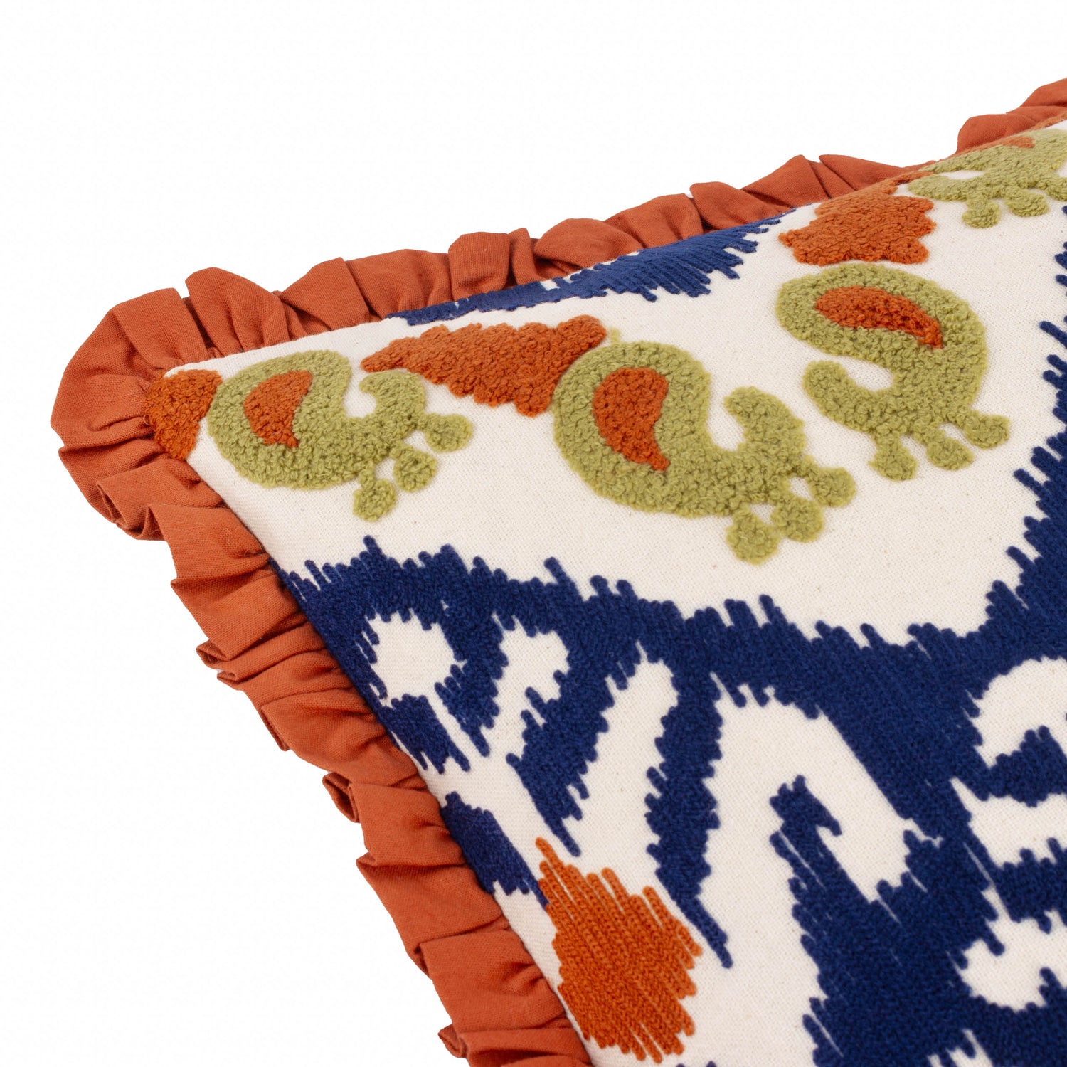 Henderson Embroidered Cotton Filled Cushion 45cm x 45cm Amber Cerulean