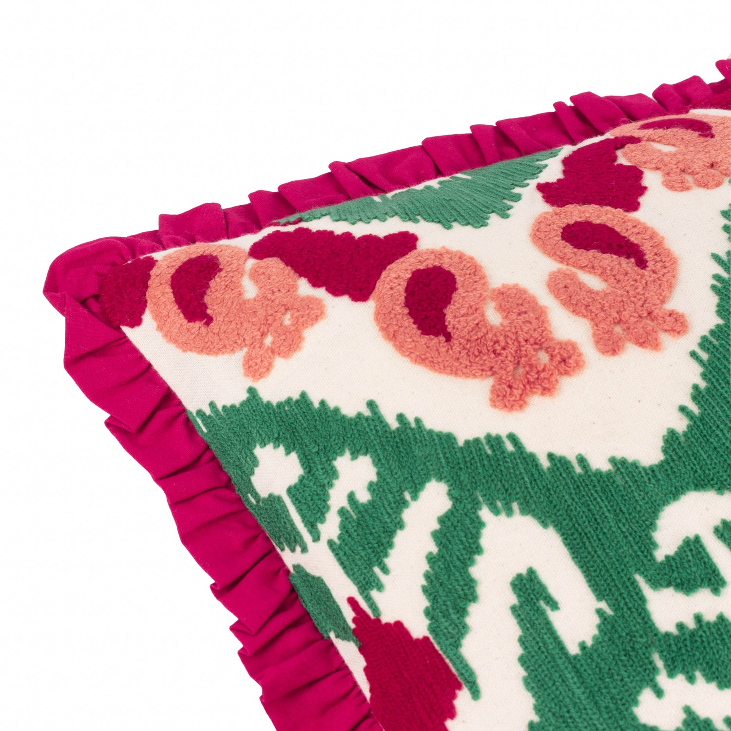 Henderson Embroidered Cotton Filled Cushion 45cm x 45cm Cerise Jade
