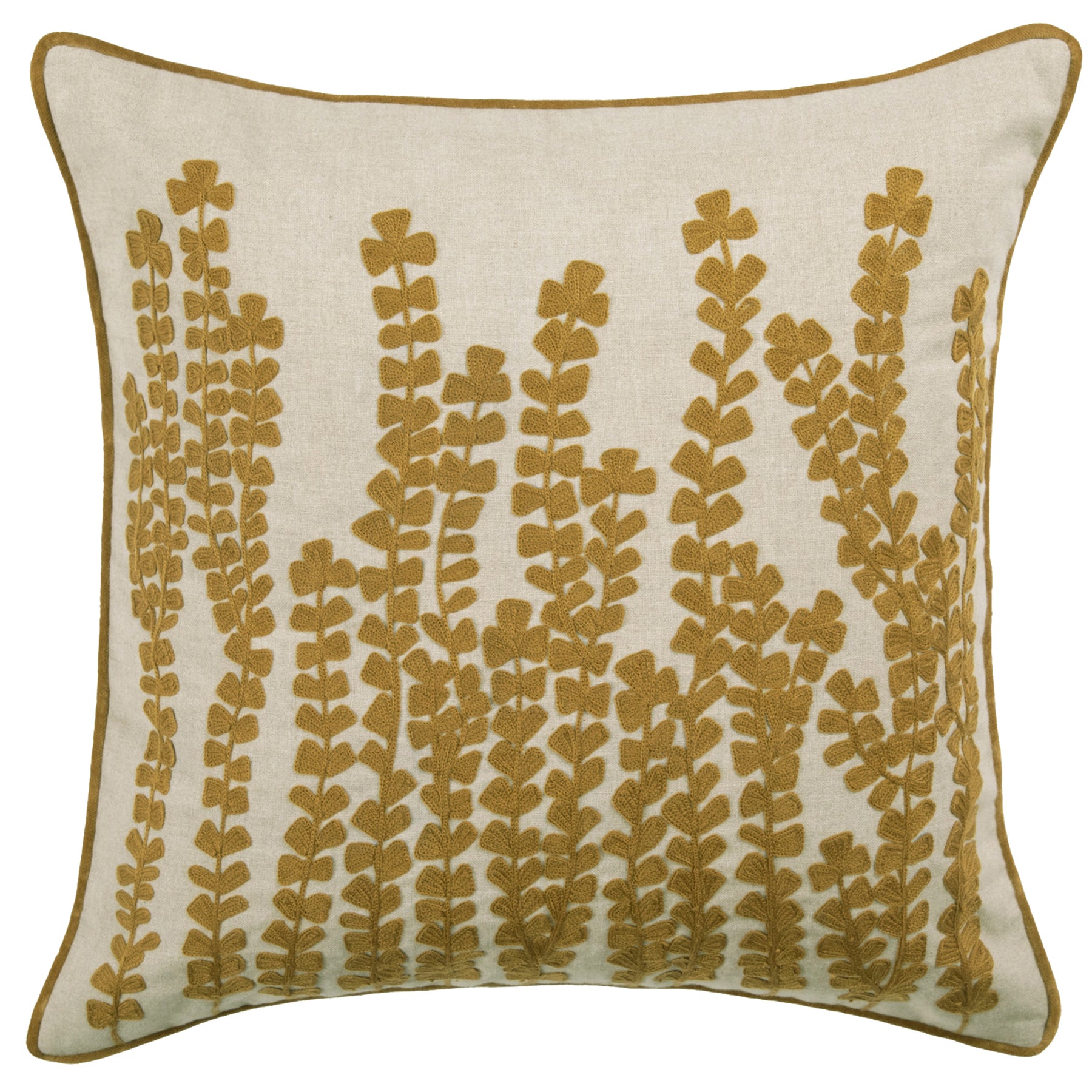 Voyage Maison Herb Embroidered Feather Filled Cushion 50cm x 50cm Mustard