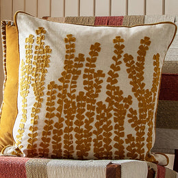 Voyage Maison Herb Embroidered Feather Filled Cushion 50cm x 50cm Mustard
