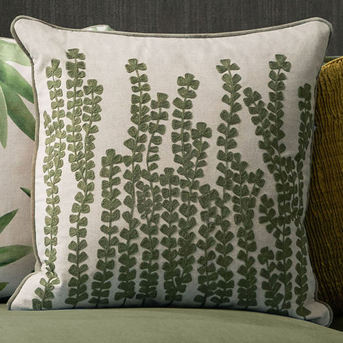 Voyage Maison Herb Embroidered Feather Filled Cushion 50cm x 50cm Sage