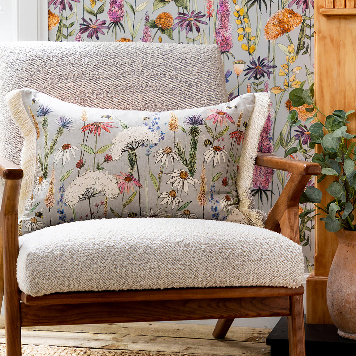 Voyage Maison Hermione Feather Boudoir Filled Cushion 40cm x 60cm Silver