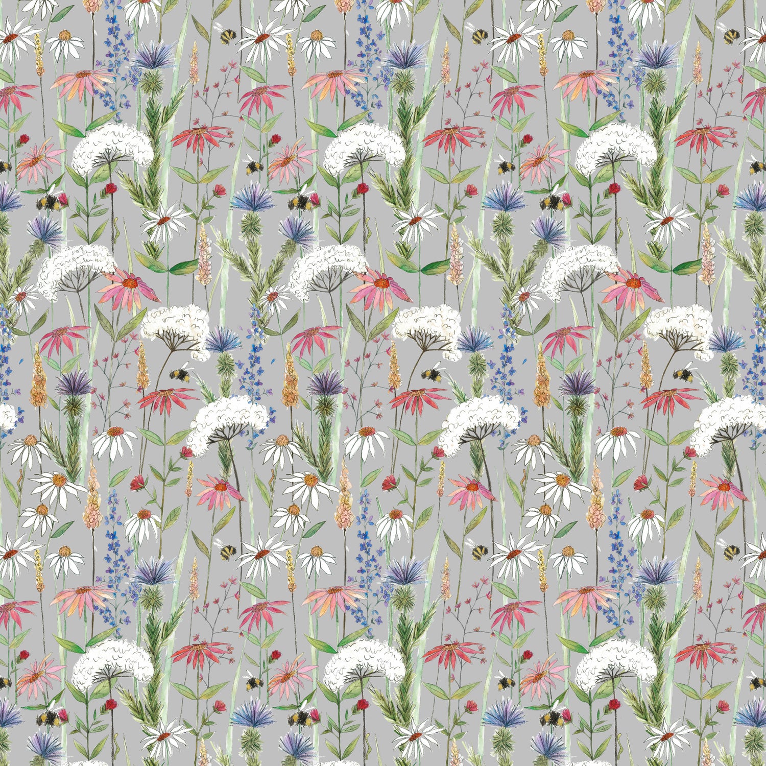 Voyage Maison Hermione Printed Cotton Fabric Silver