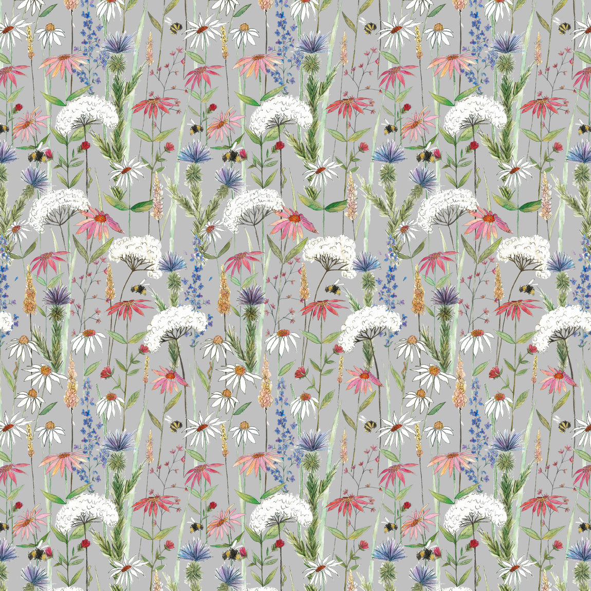 Voyage Maison Hermione Printed Cotton Fabric Silver