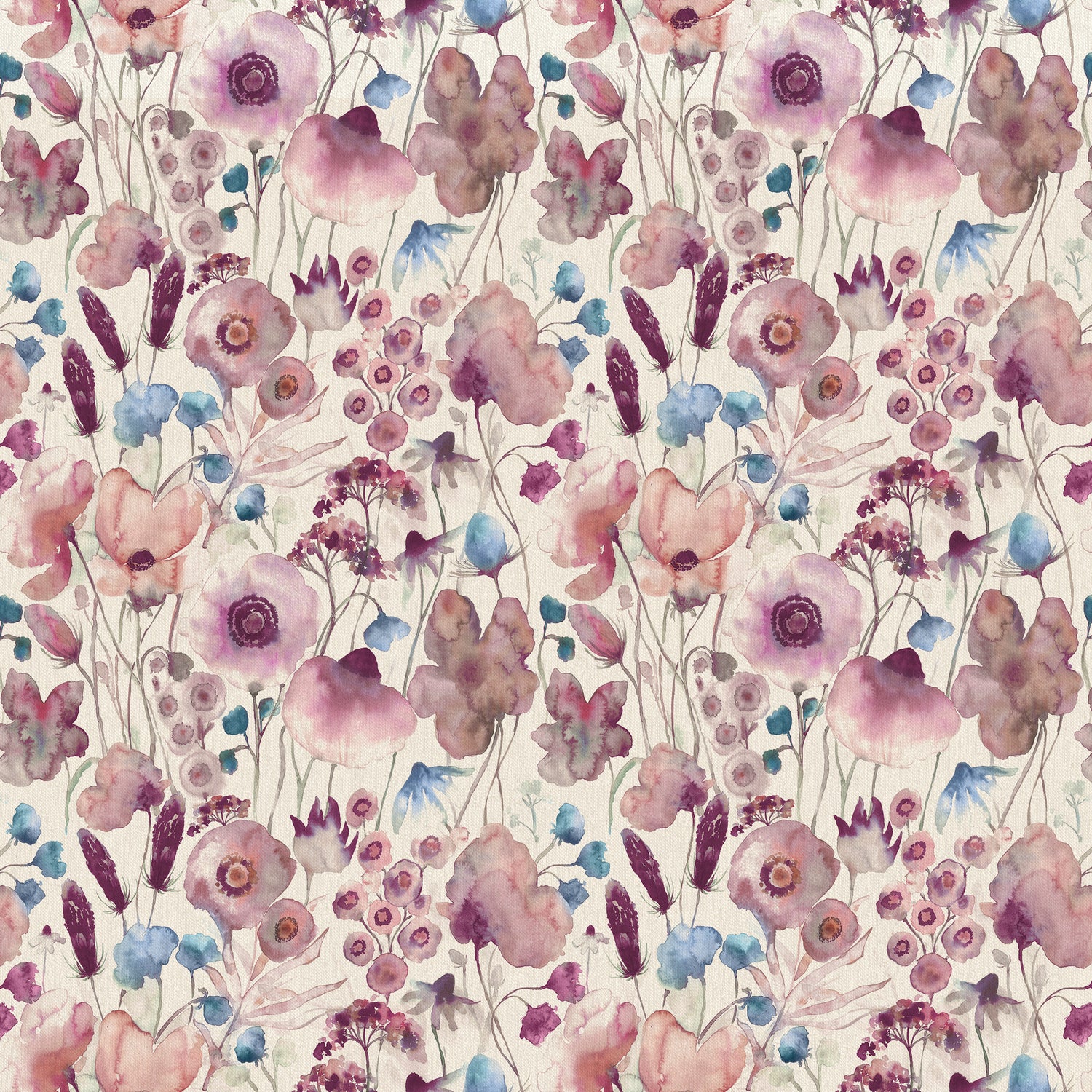 Voyage Maison Hibbertia Linen Printed Cotton Fabric Fuchsia