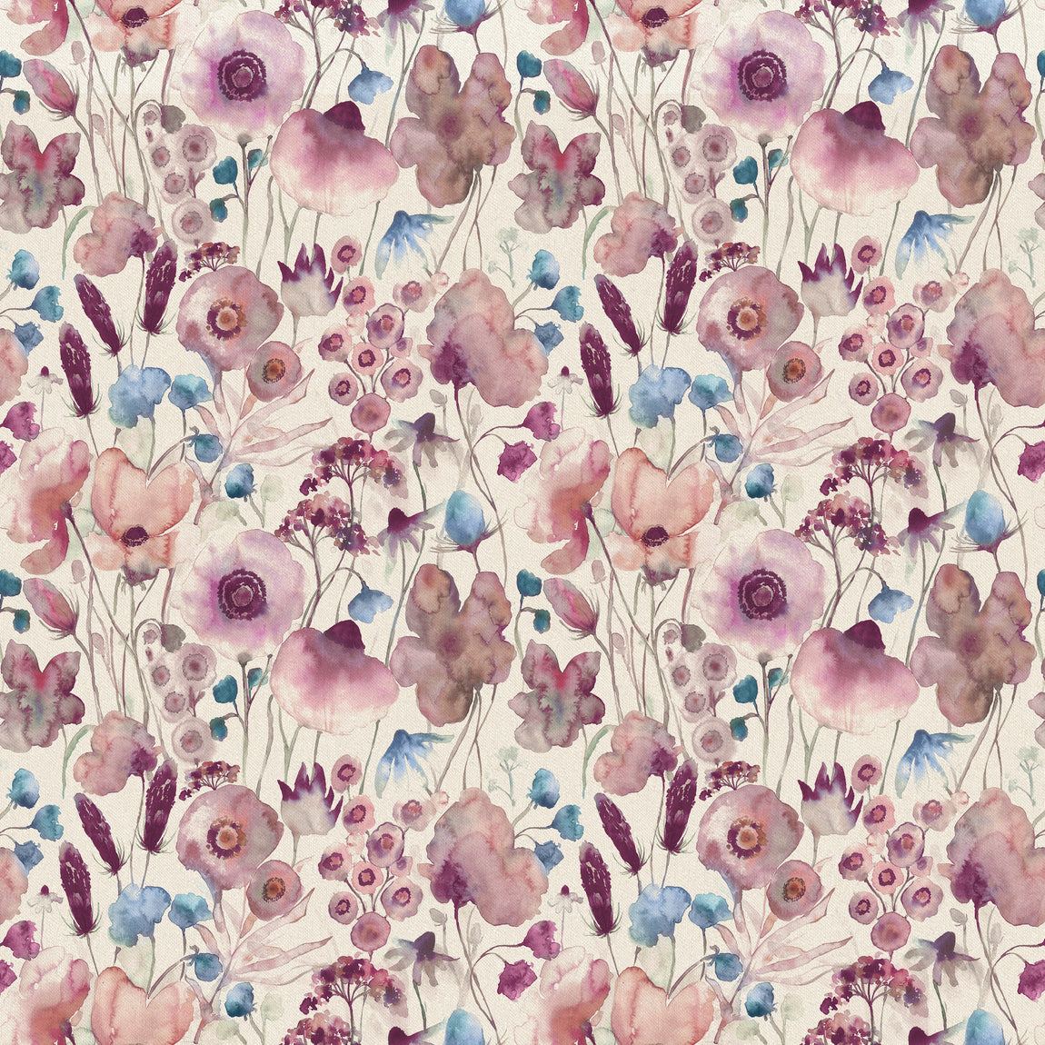 Voyage Maison Hibbertia Linen Printed Cotton Fabric Fuchsia