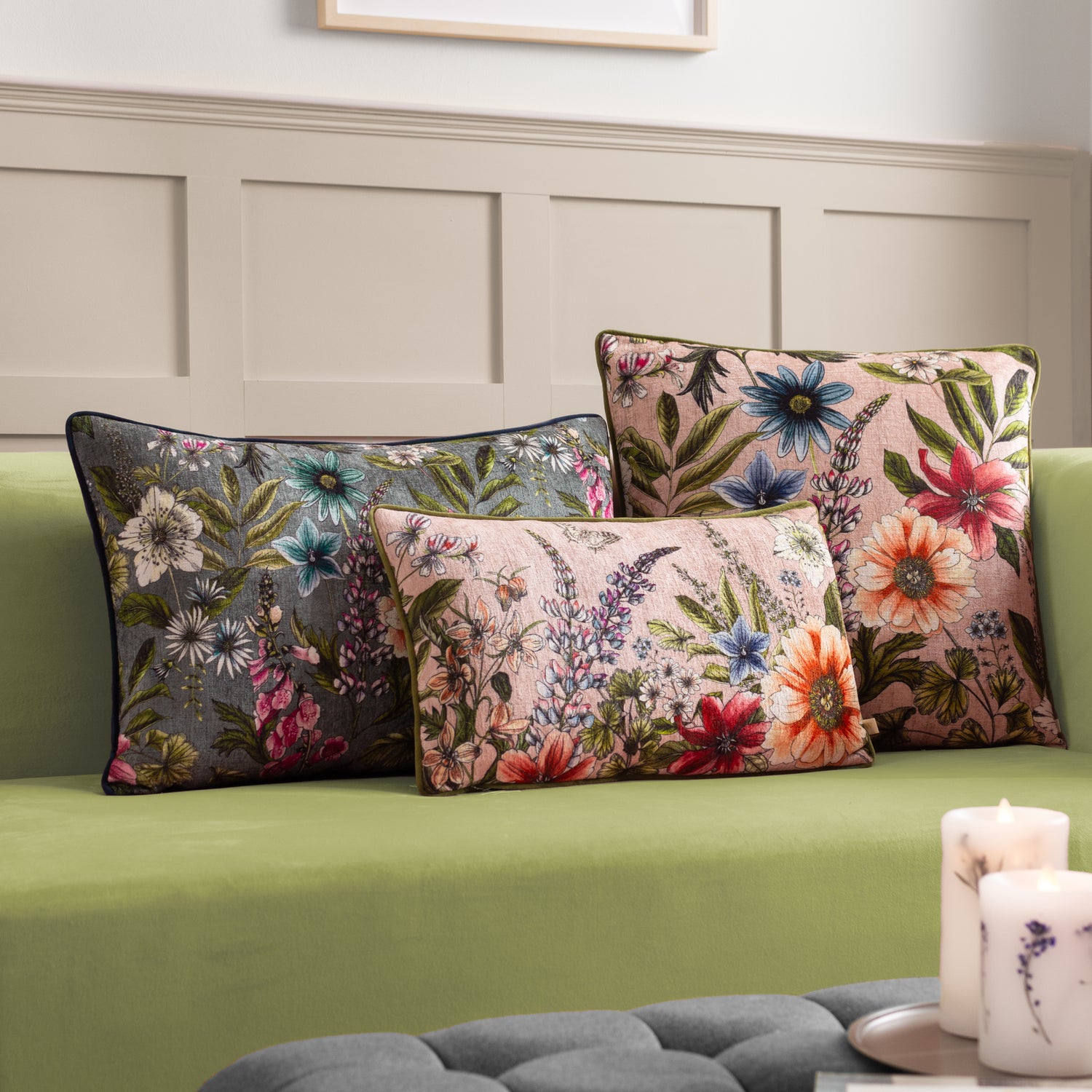 Hidcote Manor Alma Floral Filled Cushion 50cm x 50cm Blush