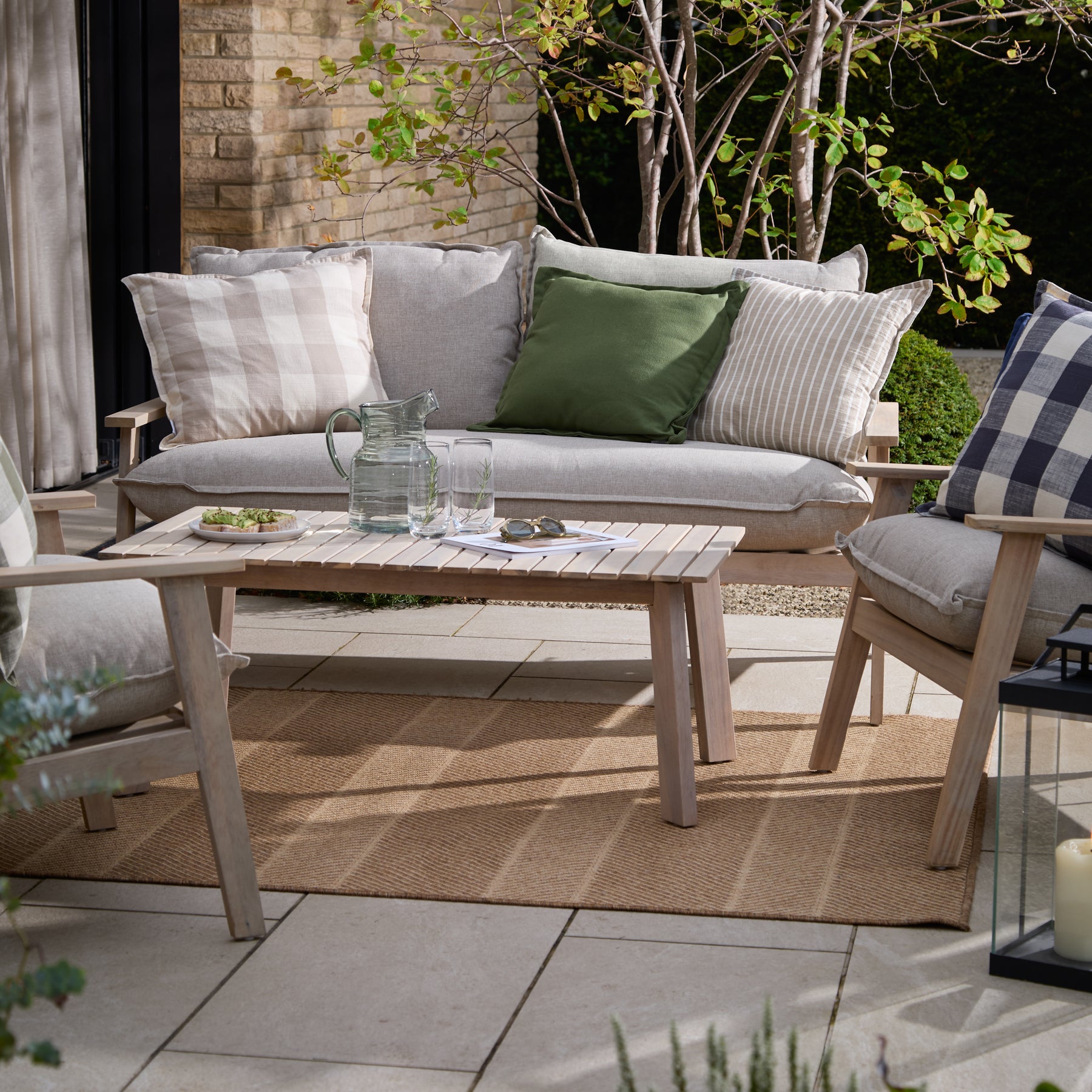 Yard Holmfirth Canvas Outdoor Filled Cushion 45cm x 45cm Eucalyptus